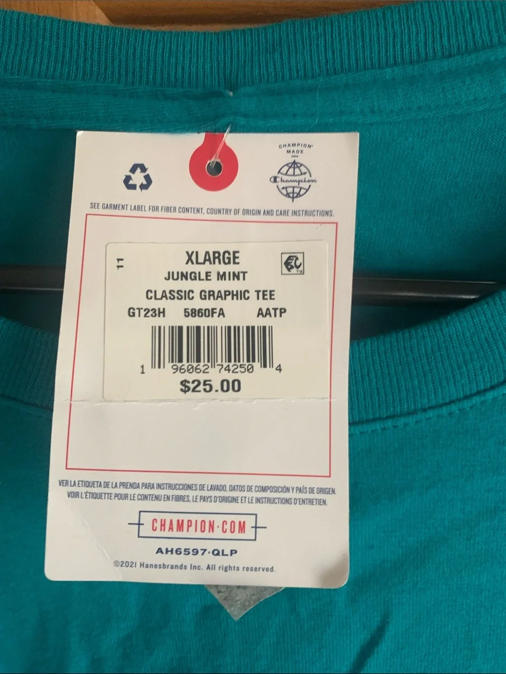Champion Jungle Mint Classic Graphic Tee with White Logo - Picture 3 of 4